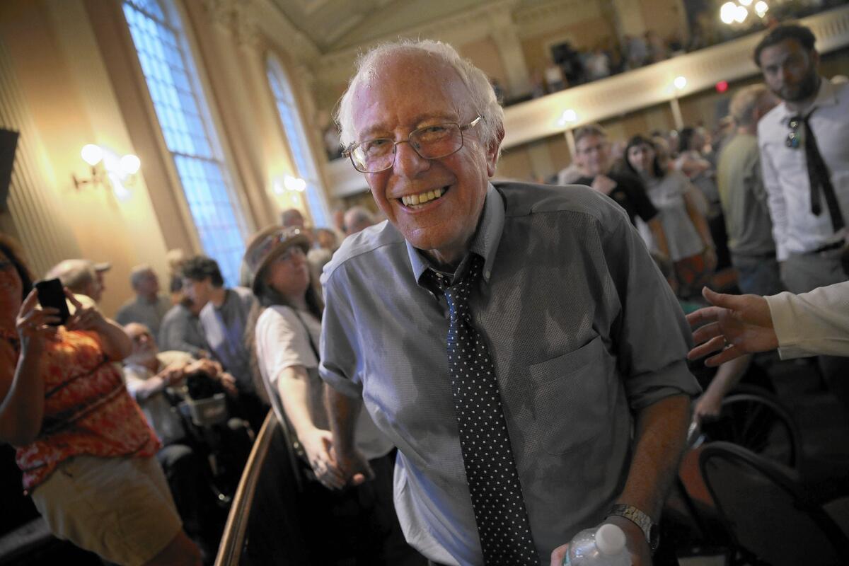 Democratic presidential candidate and U.S. Sen. Bernie Sanders (I-Vt.) in Portsmouth, N.H., on May 27.