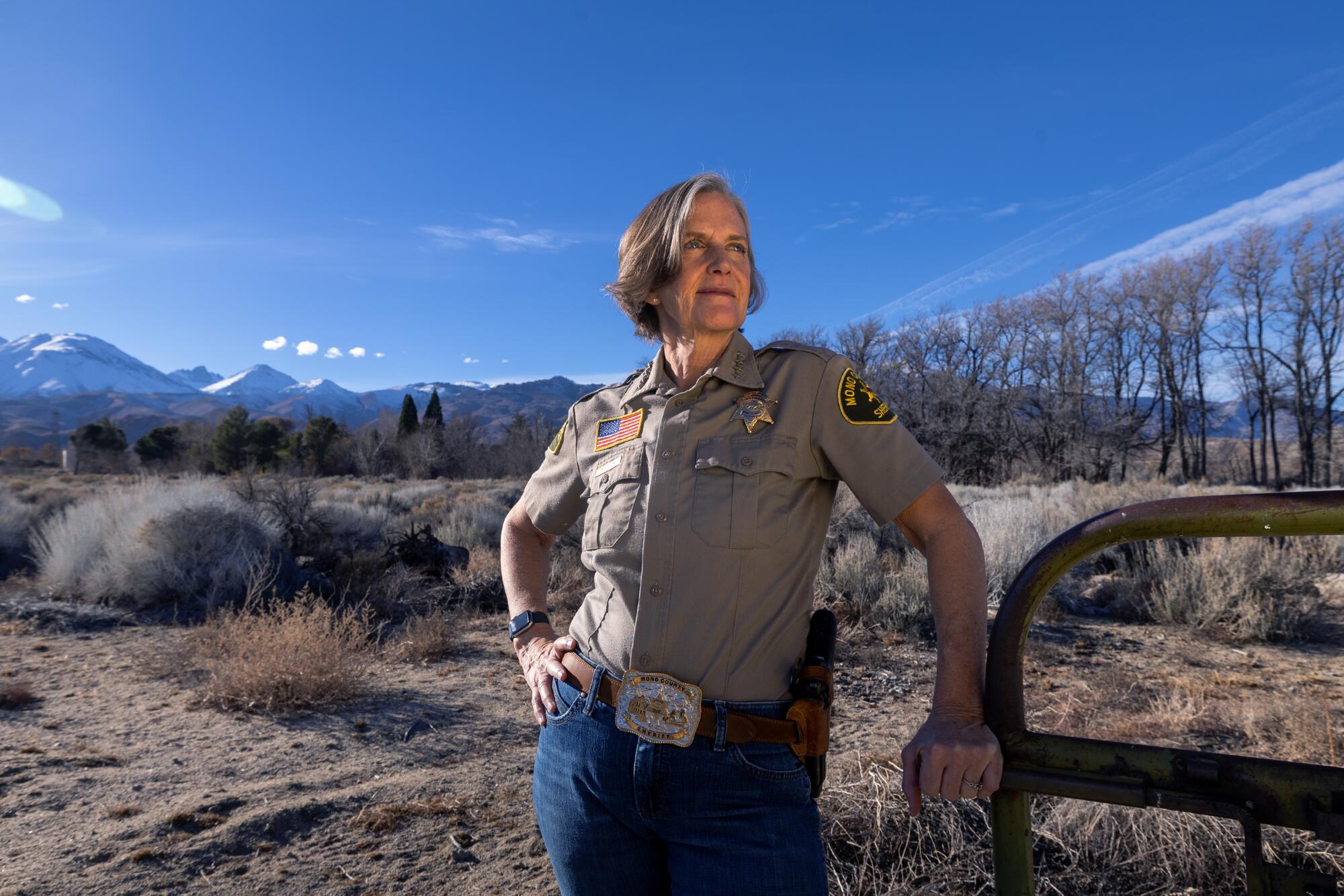 Mono County Sheriff Ingrid Braun stands outdoors.