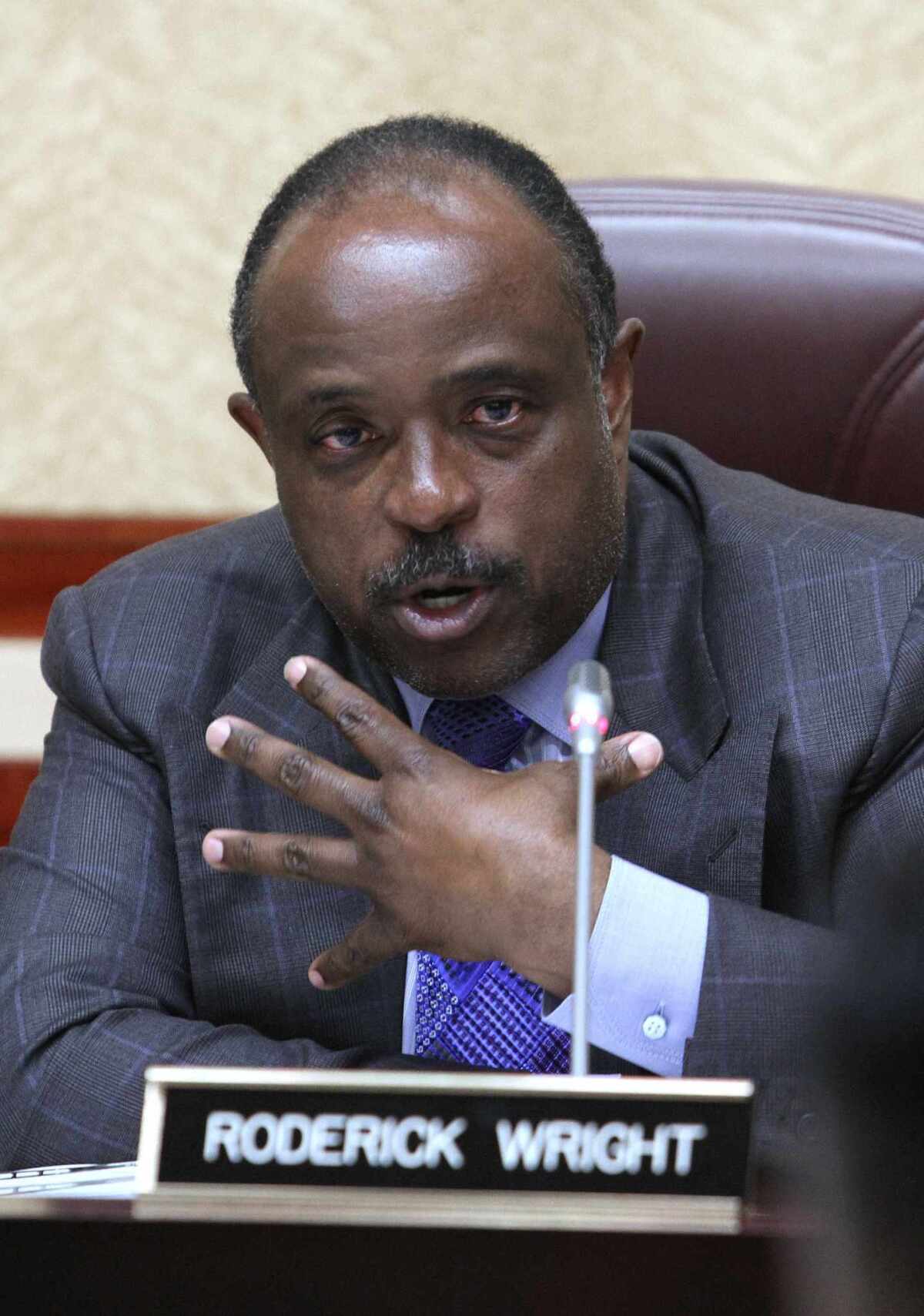 State Sen. Roderick Wright, D-Inglewood, during a hearing in the state Capitol in 2010.