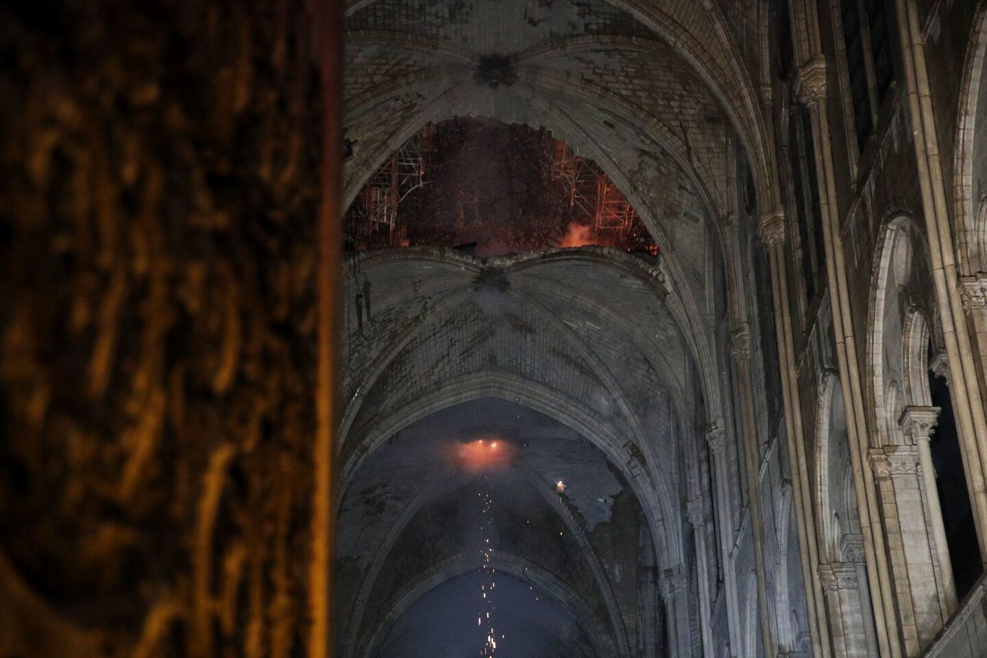 The roof of Notre Dame after the massive fire. A ferocious and fast-moving blaze, which broke out about 6:45 p.m., destroyed large parts of the 850-year-old Gothic monument in Paris.