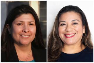 LAUSD District 5 school board candidates Graciela Ortiz, left, and Karla Griego. (Michael Blackshire / Los Angeles Times, Courtesy of Karla Griego)