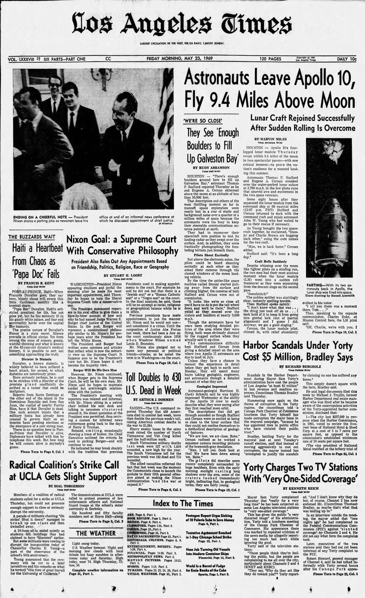 Front page of the Los Angeles Times from 1969