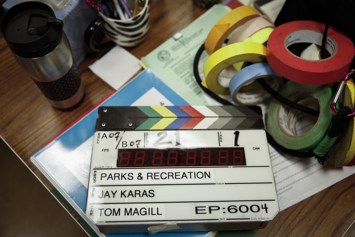 On the set of NBC's "Parks and Recreation" at CBS Studios in Studio City.