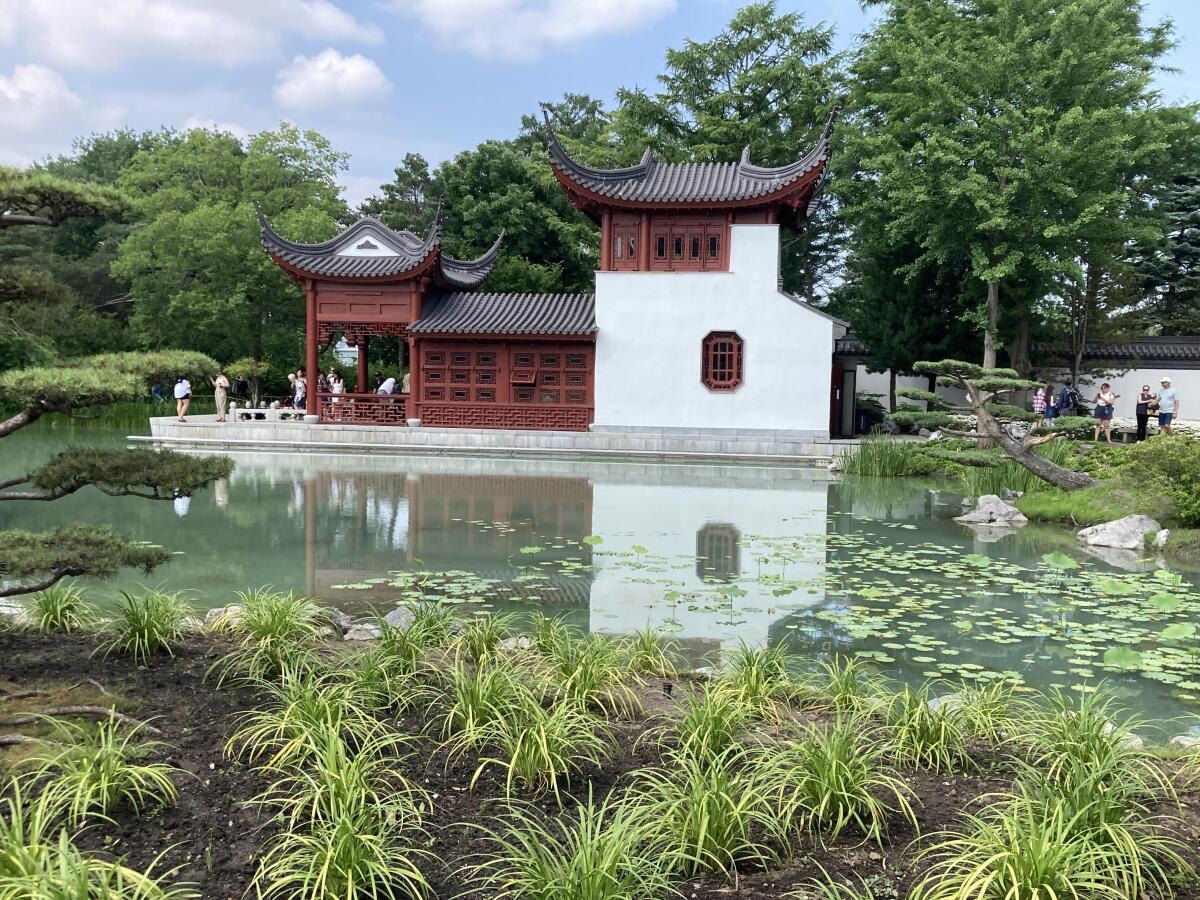 Located near the Olympic Village, the Montreal Botanical Garden covers more than 185 acres. Shown here is the Chinese Garden.