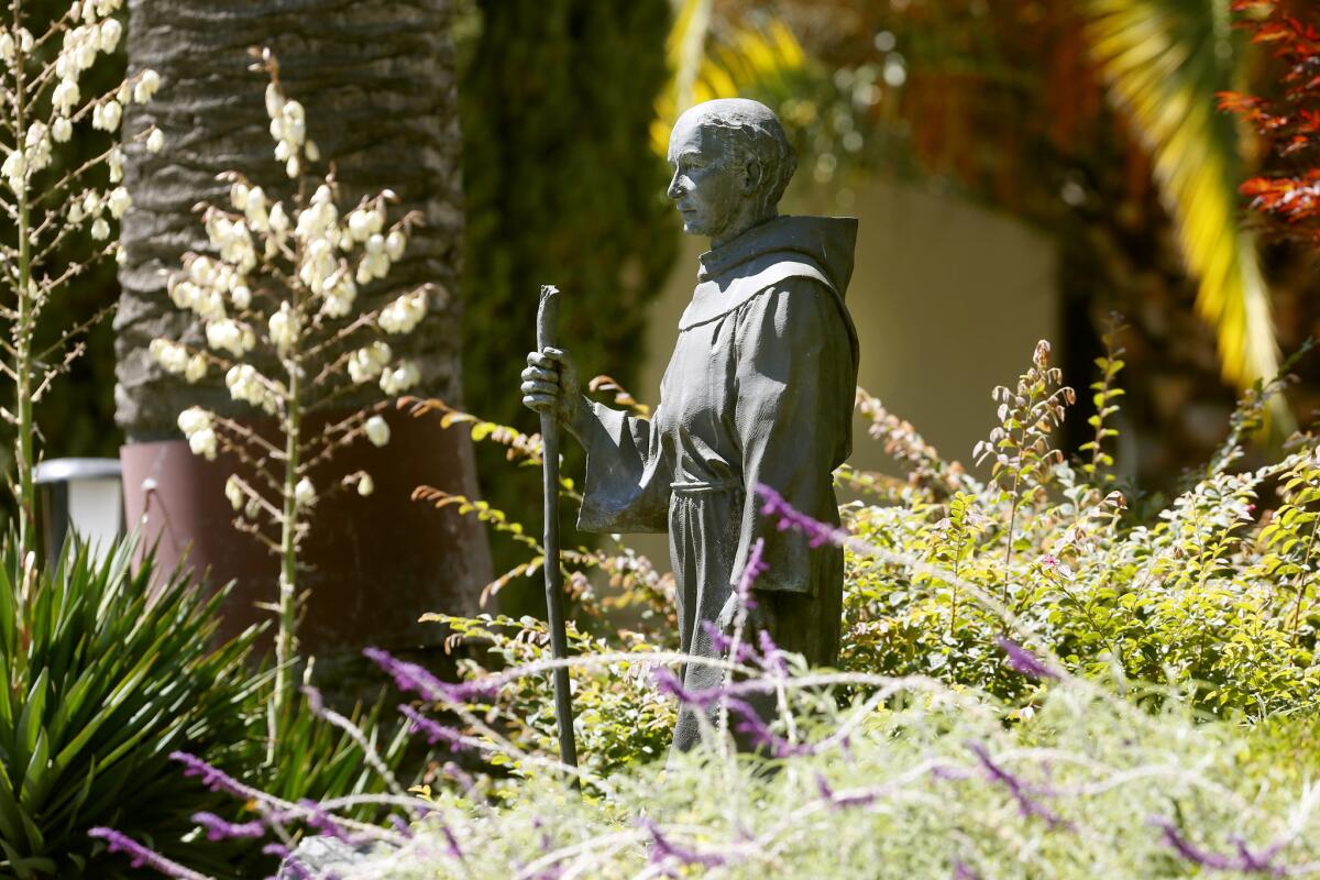 A statue of Junipero Serra can be seen at the Mission San Rafael Arcangel. Pope Francis has said he will canonize Serra in September, "God willing."