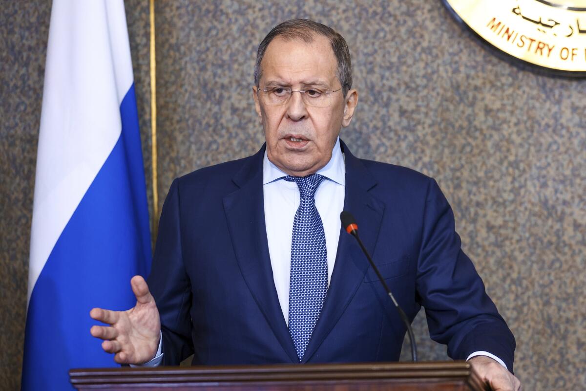 El ministro de Exteriores de Rusia Serguei Lavrov en El Cairo, 24 de julio del 2022. 