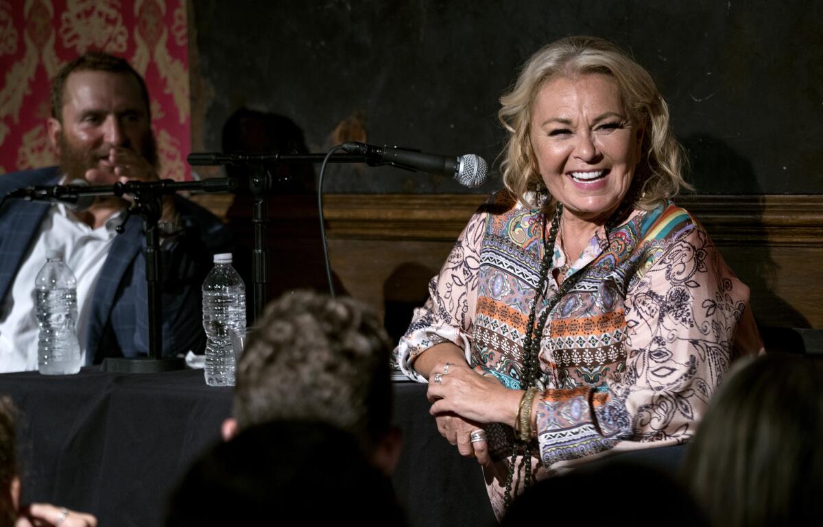 Roseanne Barr during a podcast taping with Rabbi Shmuley Boteach in July.