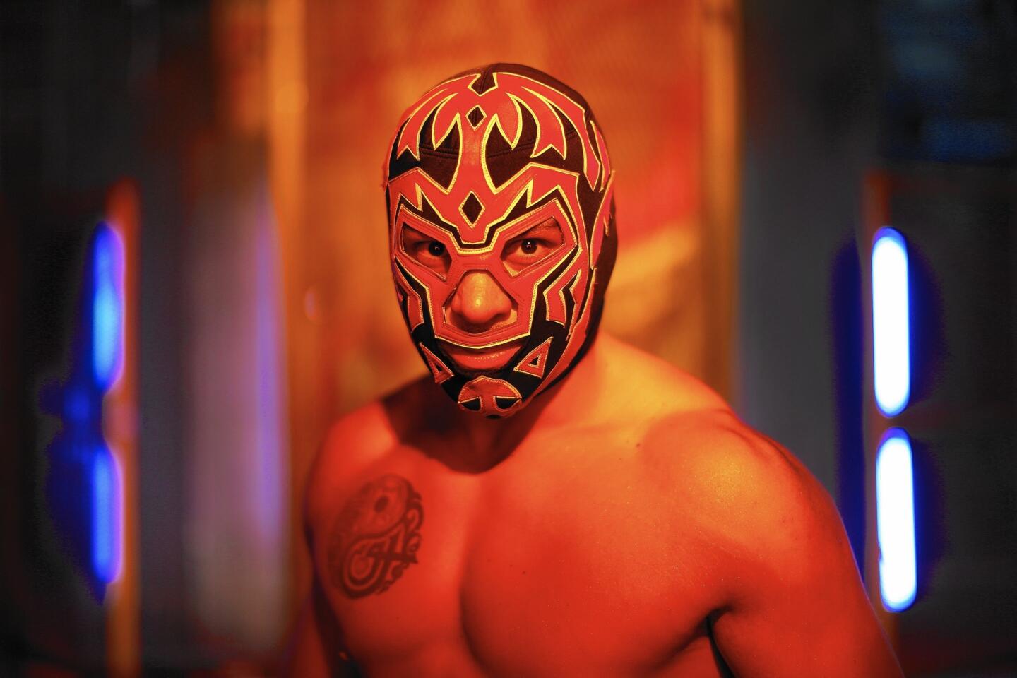 King Cuerno ahead of a bout as part of the "Lucha Underground" wrestling franchise.