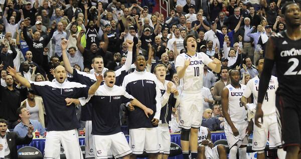 UConn's bench reacts