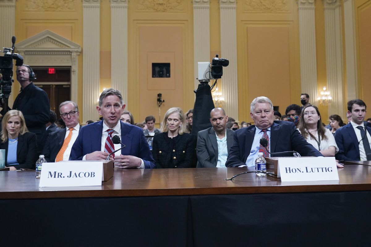 Greg Jacob and Michael Luttig testify before the House select committee investigating the attack on the Capitol.