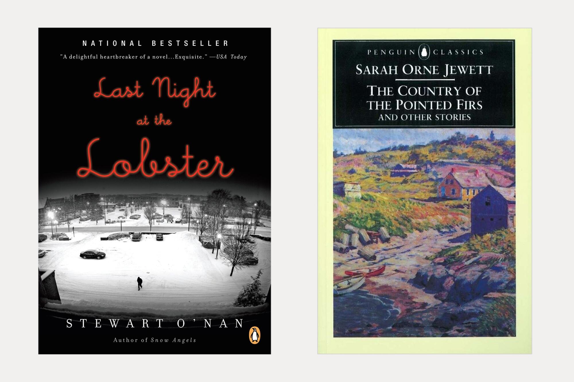 2 book covers: Last Night at the Lobster and The Country of the Pointed Firs