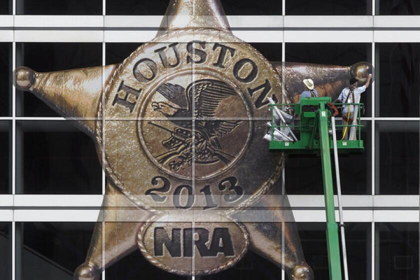 The George R. Brown Convention Center in Houston is prepared for the annual convention of the National Rifle Assn. The event, which begins Friday, is expected to draw more than 70,000 people.