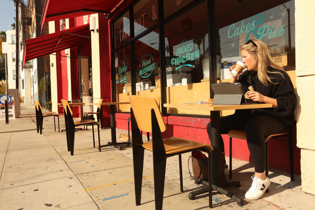 Kaylee Anchulis enjoys breakfast at All Day Baby in Silver Lake