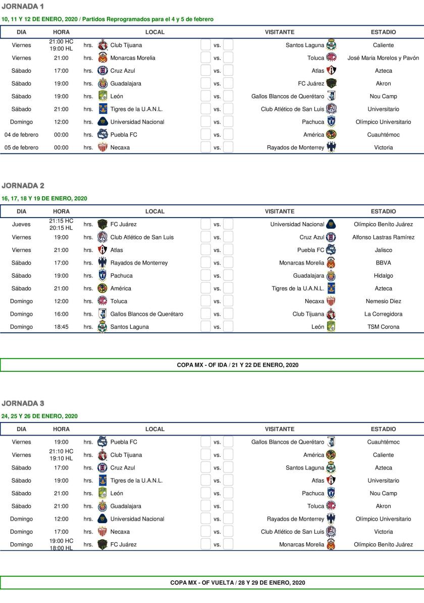 Calendario Completo Del Clausura 2020 De La Liga Mx Los Angeles Times