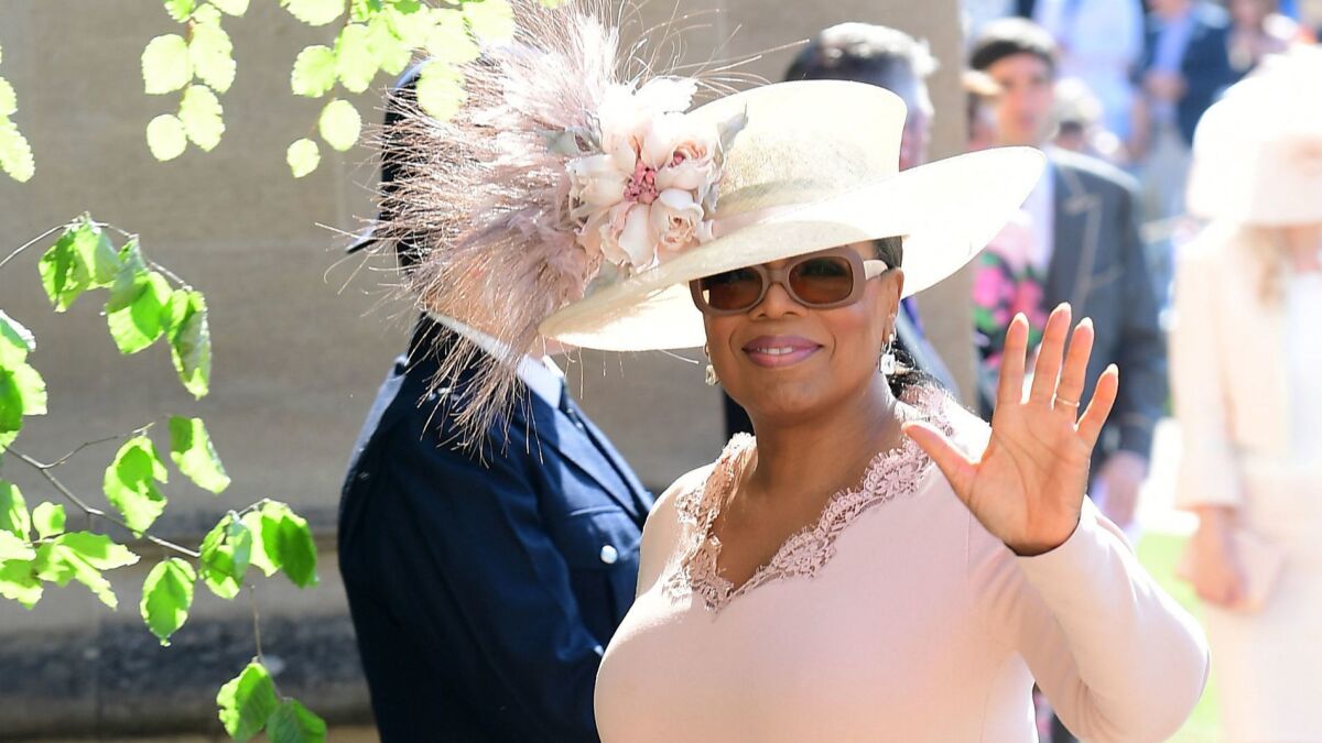 Oprah Winfrey, shown at the wedding of Britain's Prince Harry and Meghan Markle, has selected the memoir "The Sun Does Shine" by Anthony Ray Hinton as her latest book club pick.