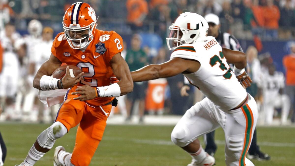 Kelly Bryant led the Clemson Tigers to a win against the Miami Hurricanes in the Atlantic Coast Conference championship.