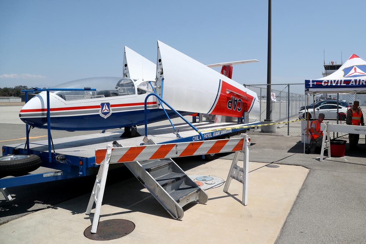 A Schweizer 2-33 training glider on display during the Civil Air Patrol's Remobilization event at AFI Flight Training Center.