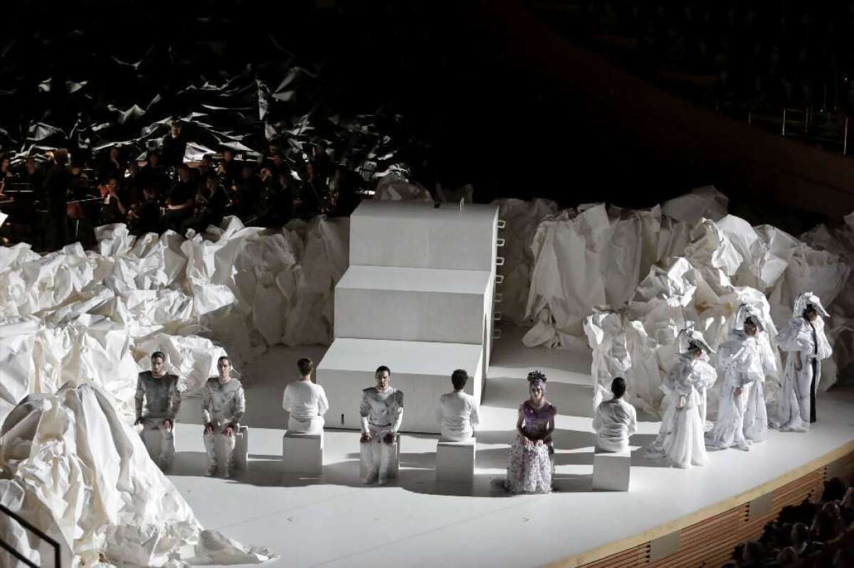 A scene from the 2012 L.A. Phil production of Mozart's "Don Giovanni," with a set by Frank Gehry.