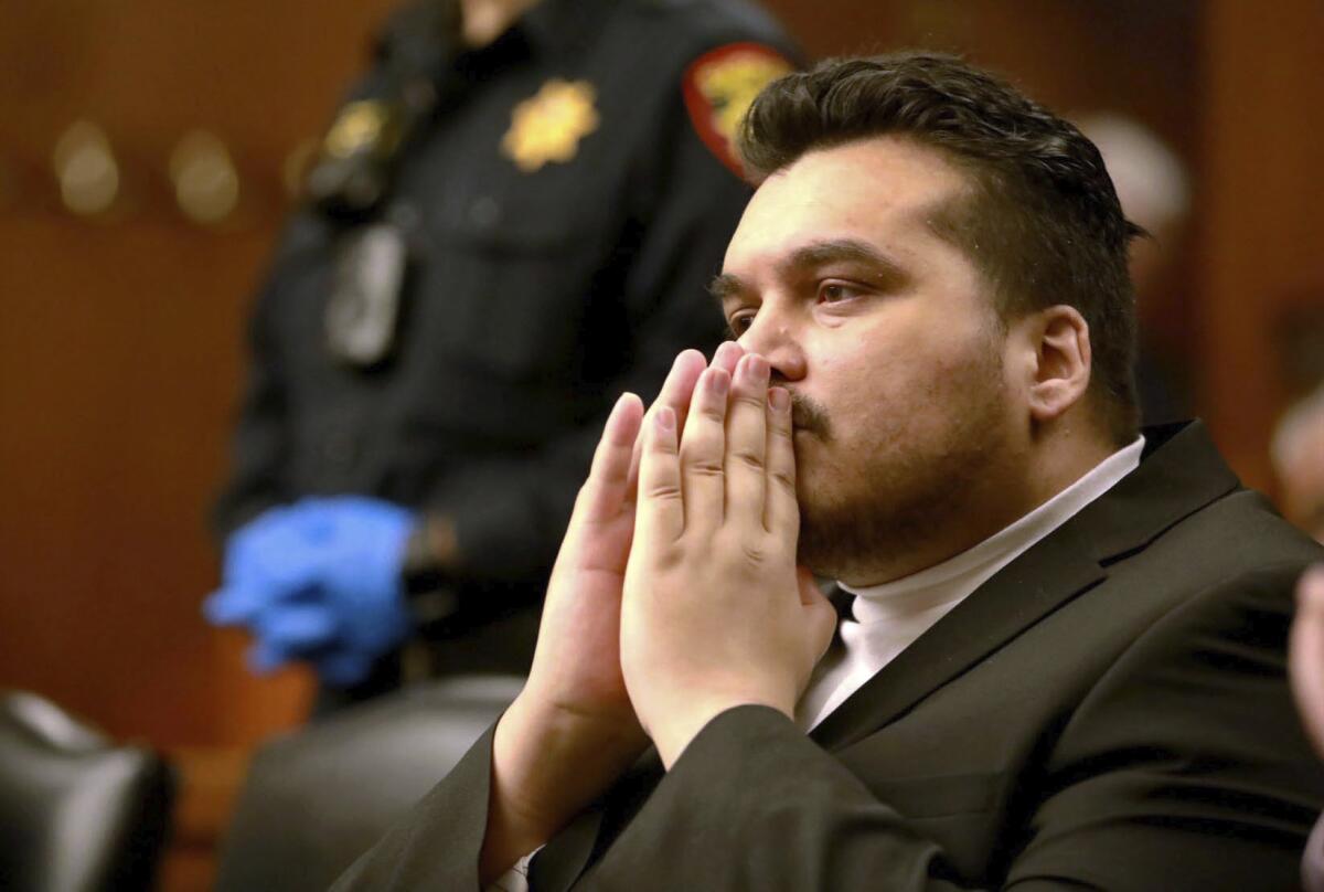 Jose Rafael Solano Landaeta sits in a San Mateo County courtroom in Redwood City, Calif., on Monday, Nov. 20, 2023. 