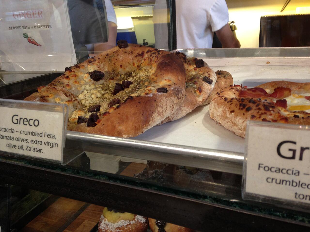 There are plenty of savory focaccia breads ($6.95-$8.95) that can be split for a light dinner for two, if served alongside some leftovers, salad greens or a cup of soup.