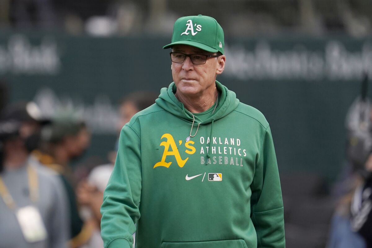 Oakland A's manager Bob Melvin, who has been hired by the Padres, is shown this August.