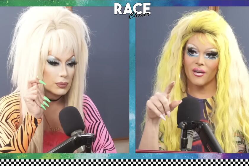 Alaska Thunderf— 5000, left, and Willam in a screenshot for "Race Chaser," one of the titles from the MOM Podcasts Network.