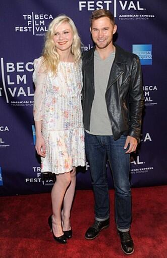 Kirsten Dunst, left, and Brian Geraghty arrive at the "Shorts: Between the Lines" screenings at the Tribeca Film Festival. Dunst directed the short film "Bastard," which starred Geraghty.