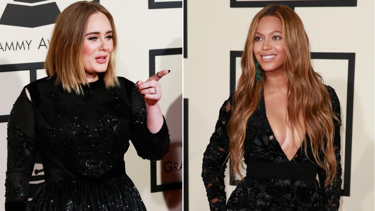 Adele, left, and Beyoncé