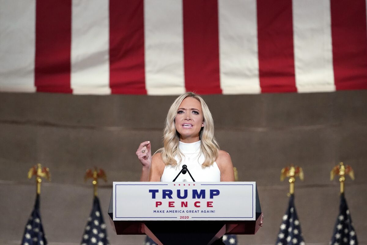 White House Press Secretary Kayleigh McEnany speaks at the convention.