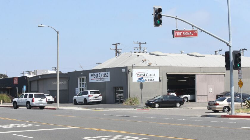 Baker Street and Century Place, an industrial corner that could become the Plant, a residential-commercial development in Costa Mesa. Though the city initially rejected the idea, the developer has revived the concept. Amended parking requirements could help it come to fruition.