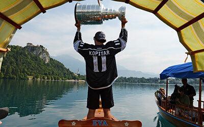 Anze Kopitar returned to Slovenia with the Stanley Cup. According to tradition, the Cup is given to each member of the team for 24 hours.