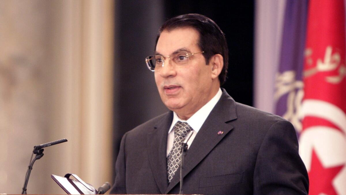 In 2007, Tunisian President Zine el Abidine ben Ali delivers a speech during the opening of the International Conference on terrorism, threats and countermeasures in Tunis.