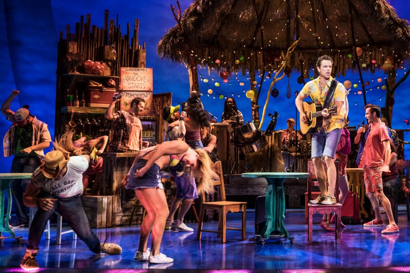 A scene from the La Jolla Playhouse production of "Escape to Margaritaville." The theater will host an online chat with the musical's set designer, Walt Spangler, today.