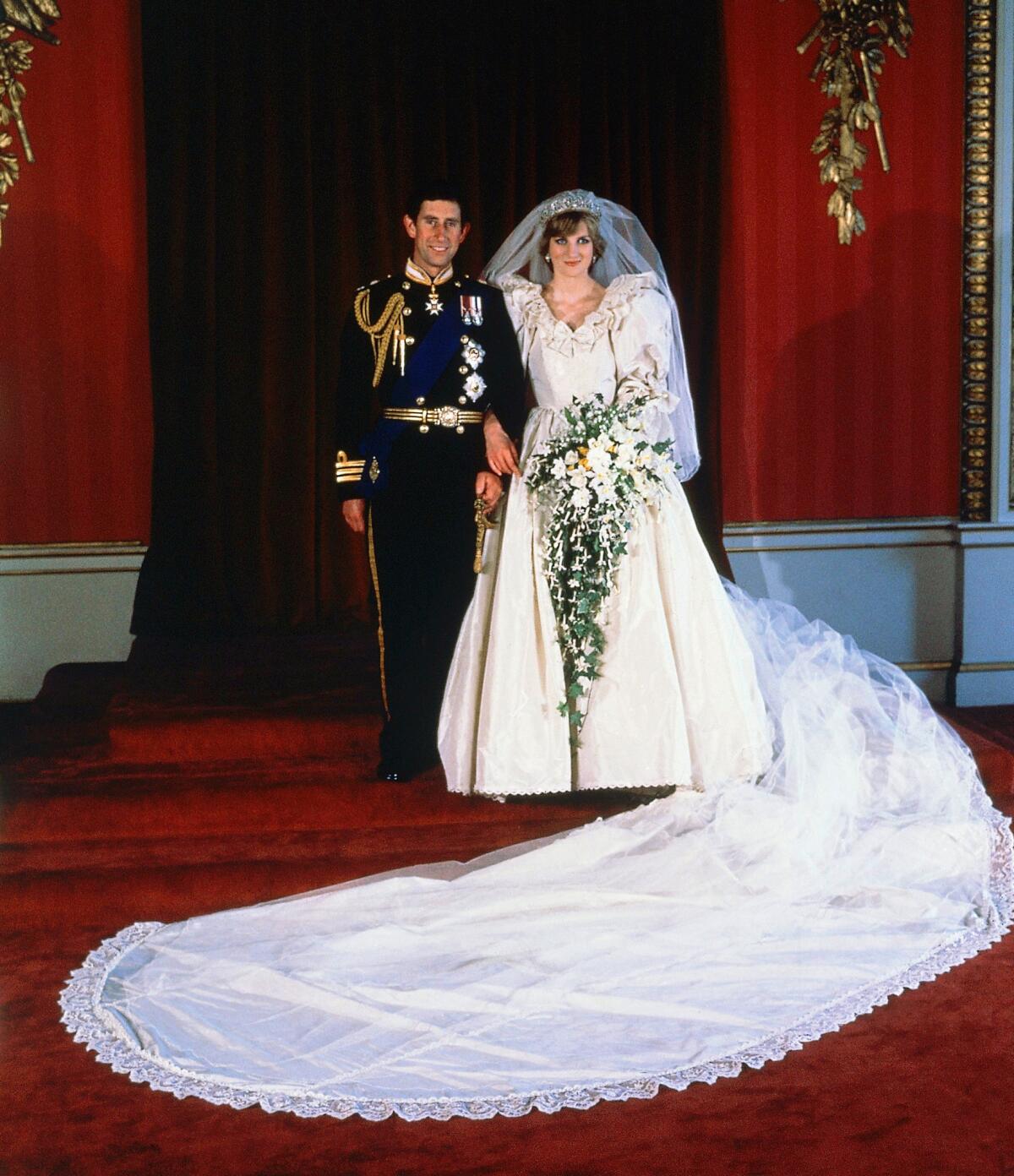 The formal wedding portrait of Prince Charles and Diana, Princess of Wales, taken at Buckingham Palace on July 29, 1981, after their marriage at St. Paul's Cathedral, London.