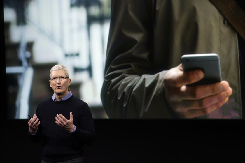 Apple CEO Tim Cook speaks at an event to announce new products at Apple's headquarters in March 2016.