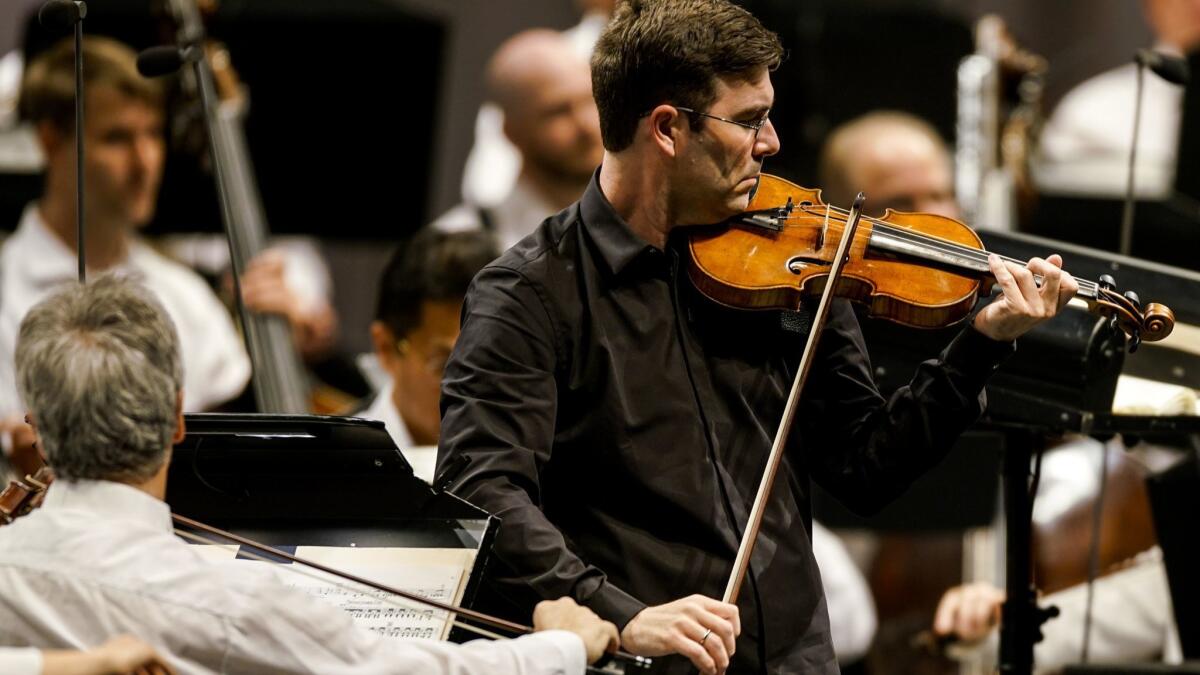 Nathan Cole performs Stravinsky's Violin Concerto with the L.A. Phil on Tuesday night at the Bowl.