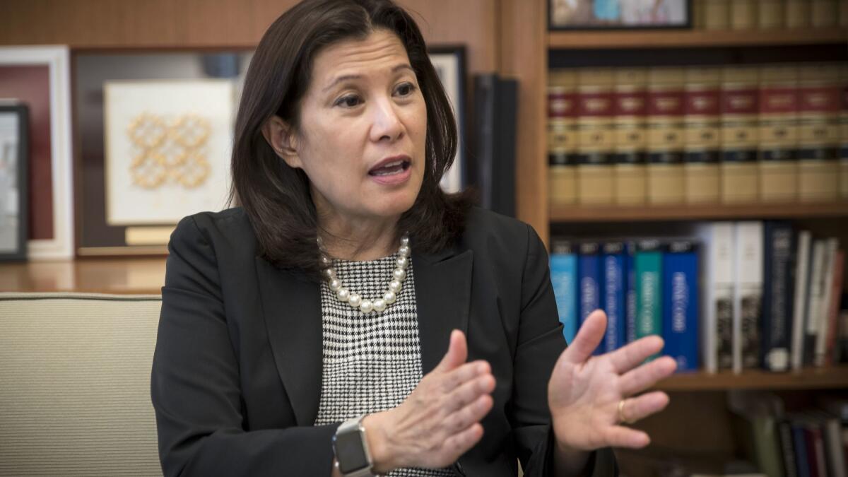 California Supreme Court Chief Justice Tani Cantil-Sakauye speaks in her downtown San Francisco offices.