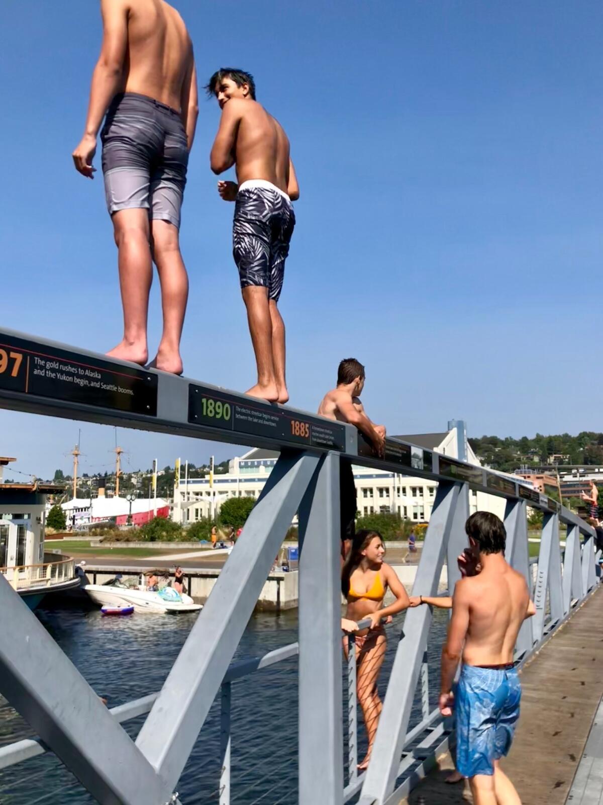 Readers photo issue 2018-- Lake Union, SeattleThomas Brod, Los AngelesOn Aug. 10, Brod and his family were at Lake Union in Seattle, "waiting for a float plane to take us over to San Juan Island." While they waited, Brod spotted a bunch of teens taking turns jumping into the lake. He got the shot with his iPhone X.
