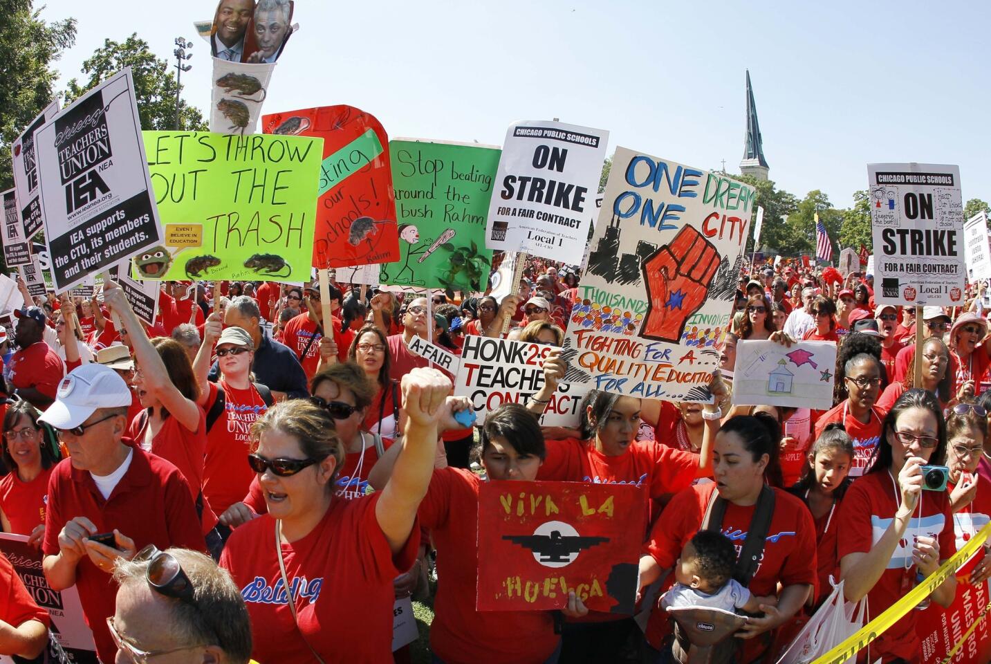 In September, weeks before the election, a seven-day walkout by teachers in President Obama's Chicago hometown kept 350,000 students out of class. It was the first teachers strike in 25 years in the city, which has the nation¿s third-largest district. The fight over wages, job security and evaluations became a war of words between Karen Lewis, president of the Chicago Teachers Union, and Mayor Rahm Emanuel, who appoints the school board.