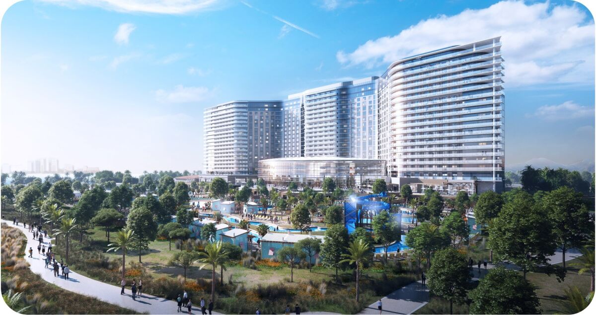 Rendering shows the future Chula Vista Bayfront hotel and convention center.