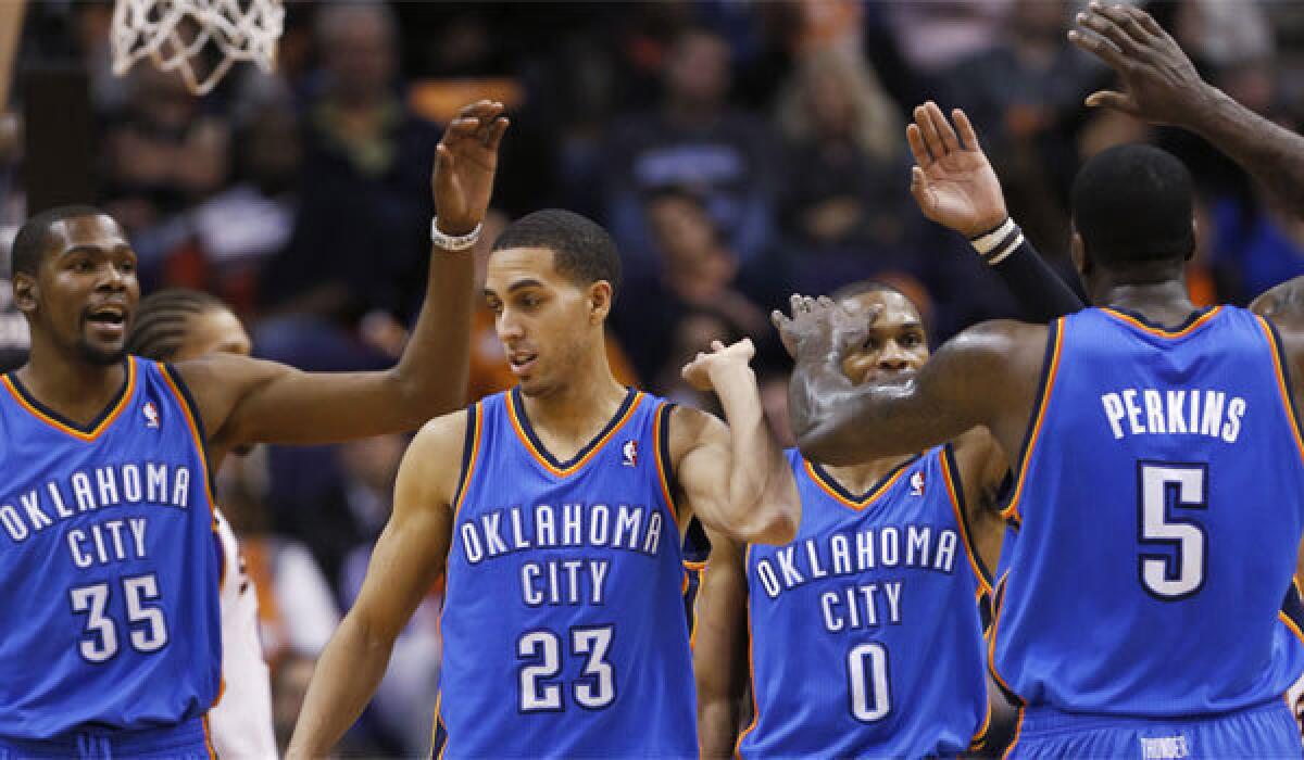 Kevin Durant, Kevin Martin, Russell Westbrook, Kendrick Perkins and the rest of the Oklahoma City Thunder remain at the top of The Times' NBA rankings.