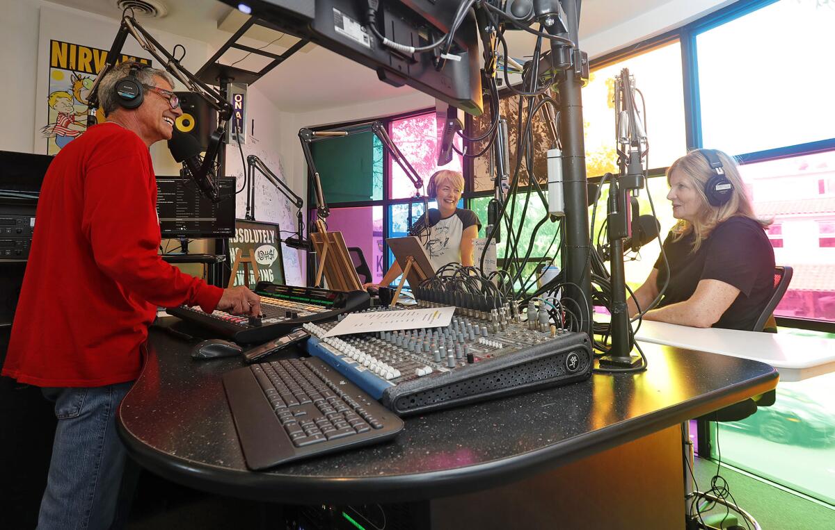 Host Ed Steinfeld, Barbara McMurray and Laguna Beach Mayor Sue Kempf, from left, host a radio show.