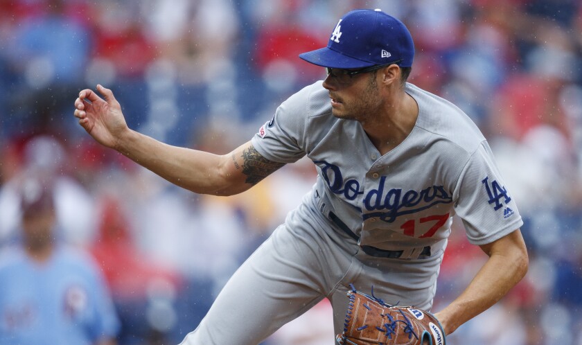 Dodgers reliever Joe Kelly delivers during a 7-6 loss to the Philadelphia Phillies on Thursday.
