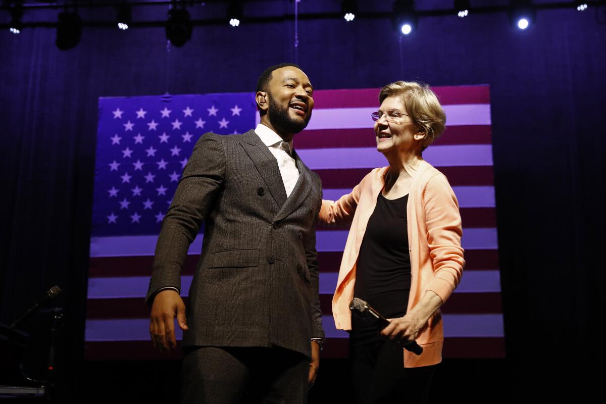 Elizabeth Warren campaigns with performer John Legend in Charleston, S.C.
