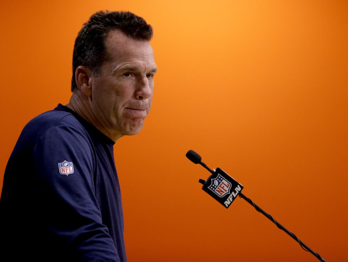 Denver Coach Gary Kubiak speaks to reporters after the Broncos' 23-16 loss to Atlanta on Oct. 9.