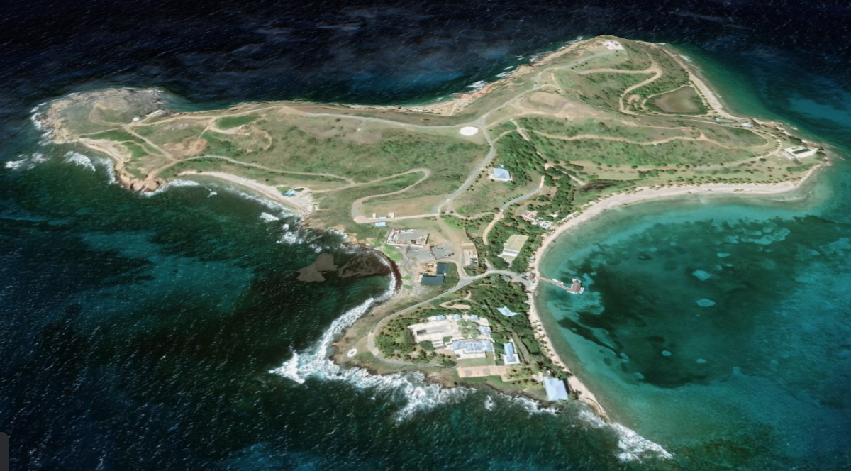 An aerial view of an island.