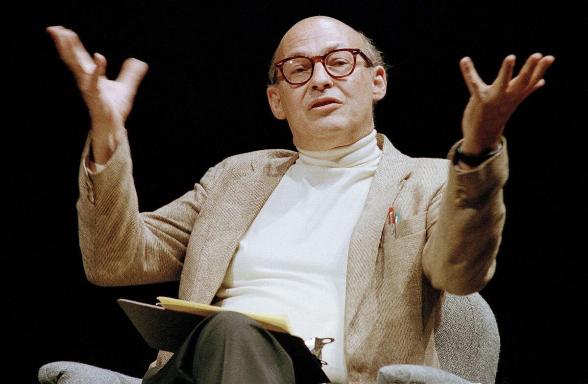 Marvin Minsky speaks during a 1987 panel discussion on artificial intelligence in Seattle.
