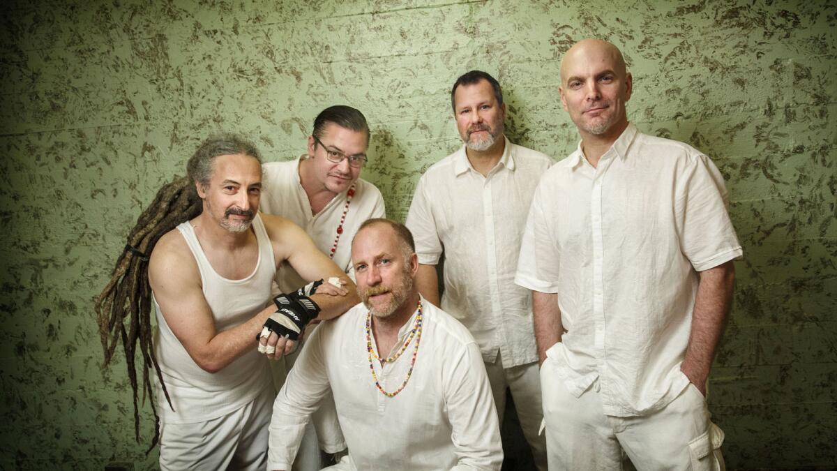 The members of Faith No More, from left, Mike Bordin, Mike Patton, Roddy Bottum, Billy Gould and Jon Hudson.
