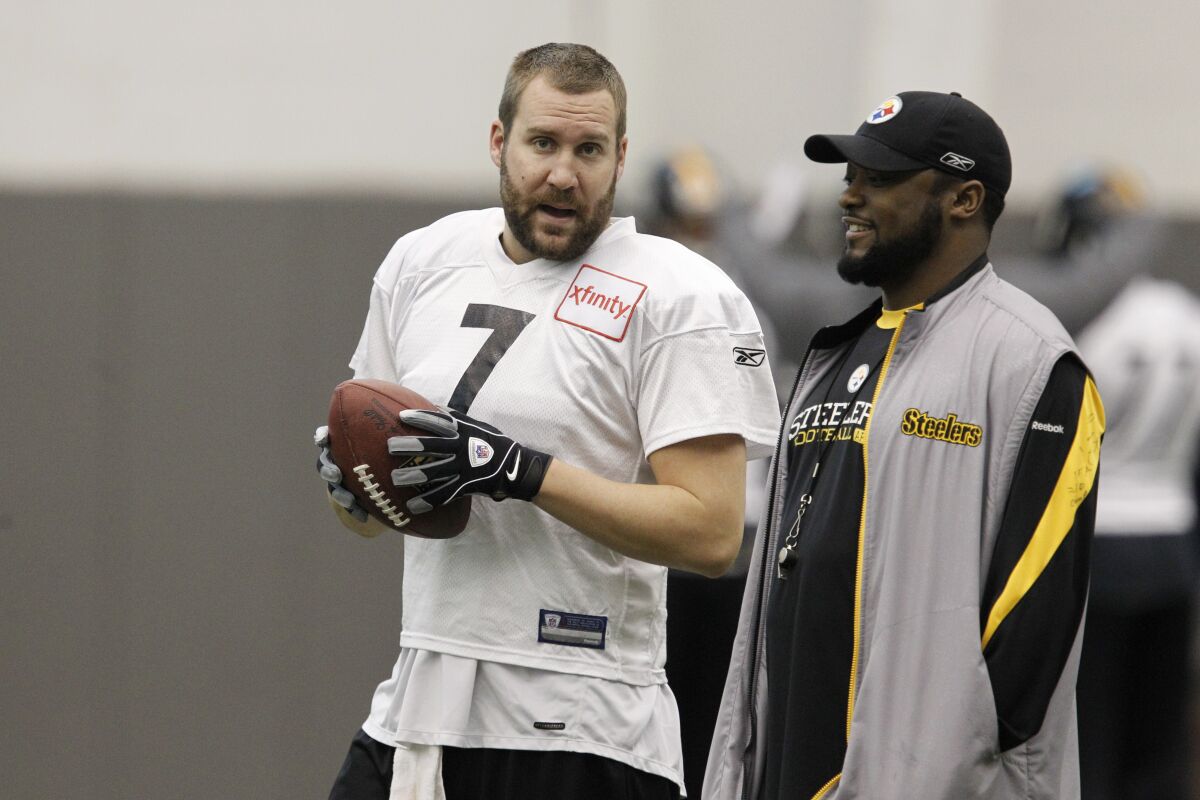 Pittsburgh Steelers quarterback Ben Roethelisberger and coach Mike Tomlin.