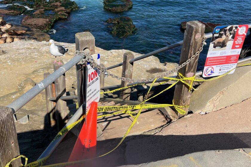 The staircase leading to Point La Jolla was closed earlier this month after a winter storm.